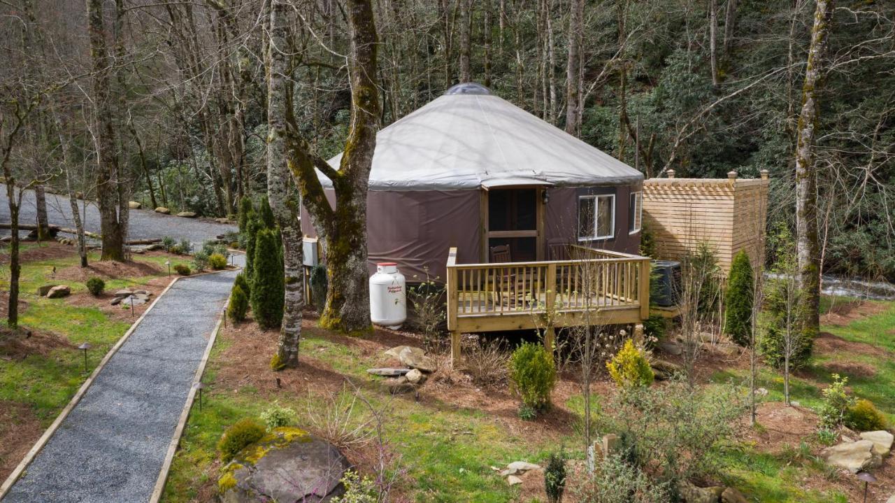 Tranquil Haven Luxy Yurt - Creekside Glamping With Private Hot Tub Villa Topton Eksteriør bilde