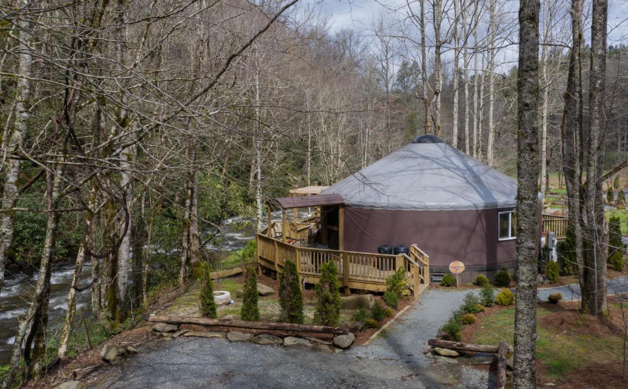 Tranquil Haven Luxy Yurt - Creekside Glamping With Private Hot Tub Villa Topton Eksteriør bilde